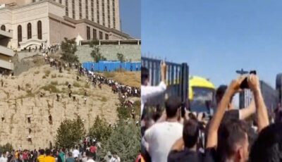 الجماهير تحاول اقتحام فندق بعثة النصر في طهران .. فيديو