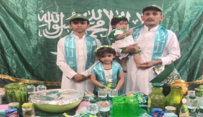 مواطن ينظم احتفالات باليوم الوطني منذ سنوات في منزله بجازان.. صور