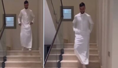 نجم الهلال ميشيل ديلغادو بالثوب قبل ذهابه النادي..فيديو